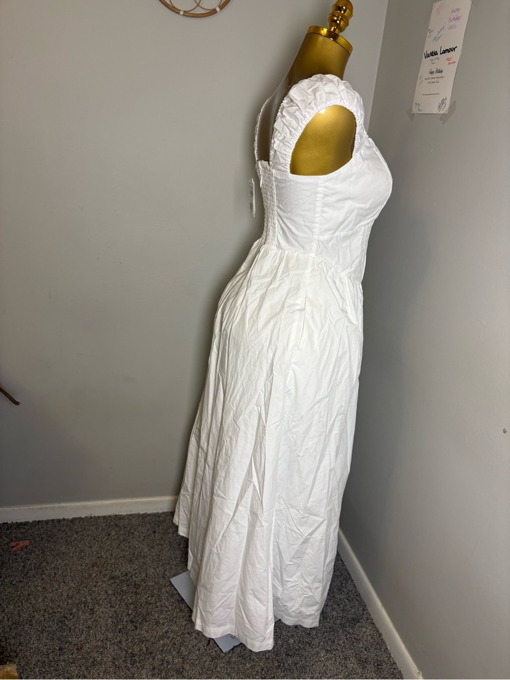 Abercrombie&Fitch 100% CottonBra-Free Cap Sleeve Dipped Waist Midi Dress - Picture 5 of 6